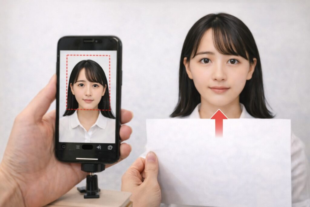 自撮りは背景白と影対策
