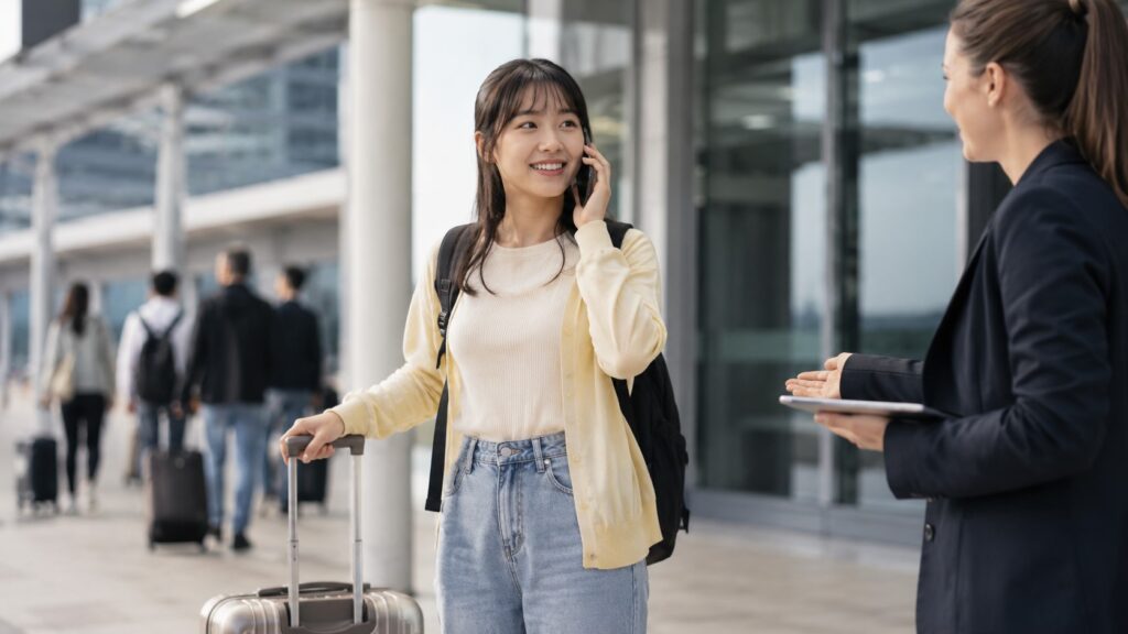 現地サポートを受ける日本人留学生