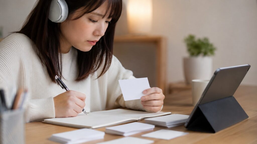 Santa TOEFLの1ヶ月対策で英単語を学習する日本人女性
