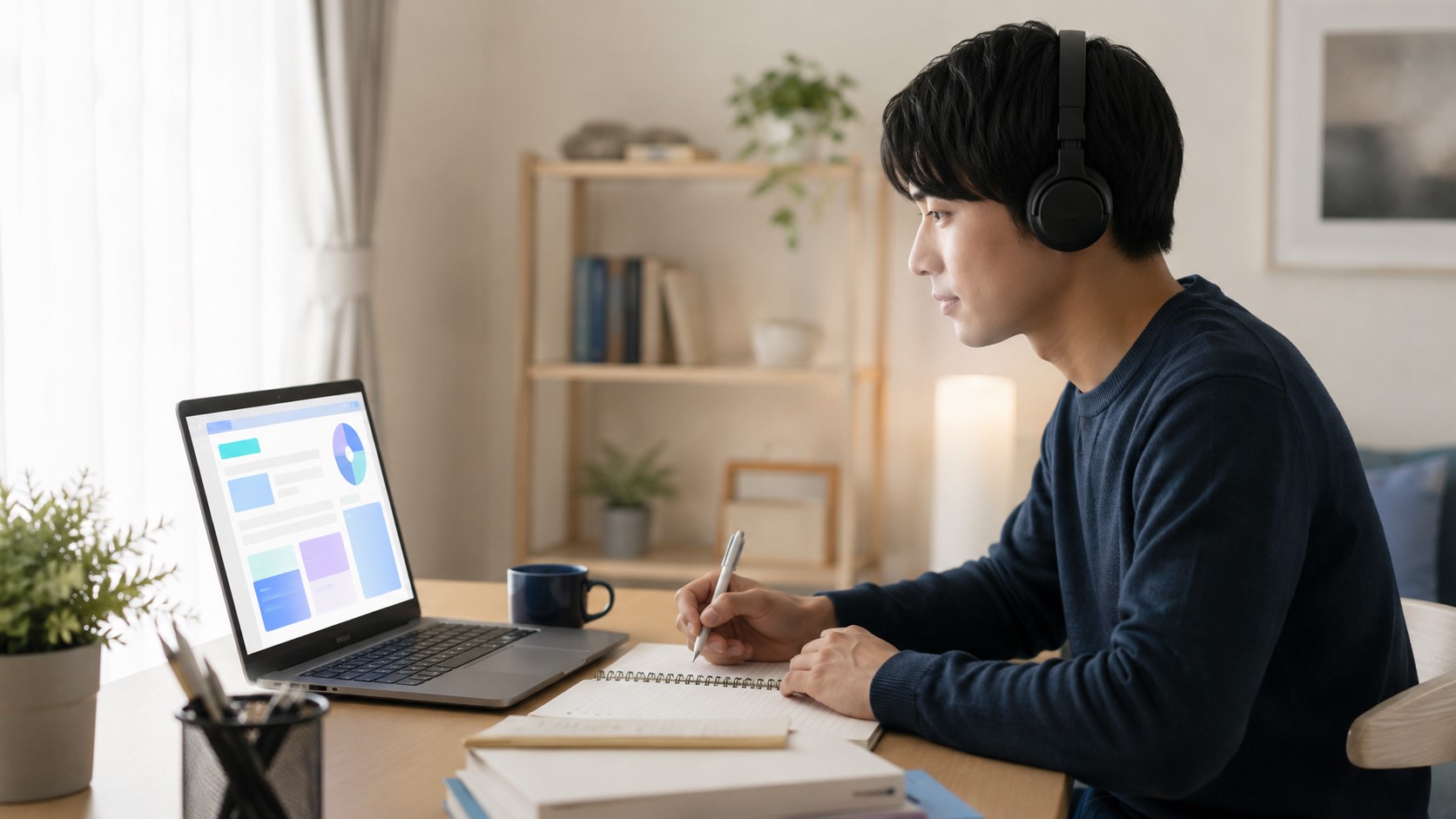 Santa TOEFLを想定したオンラインTOEFL学習に取り組む日本人男性