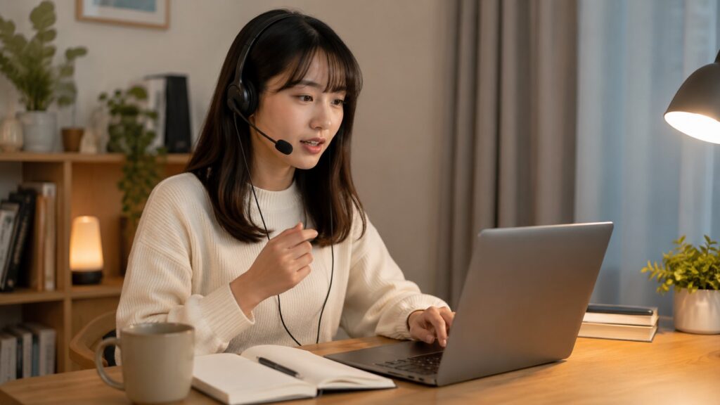 Santa TOEFLでSpeaking対策に取り組む日本人女性